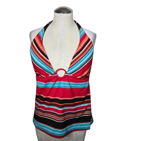 Mossimo Supply Co. Other - Mossimo Red Blue Striped Halter Tankini L